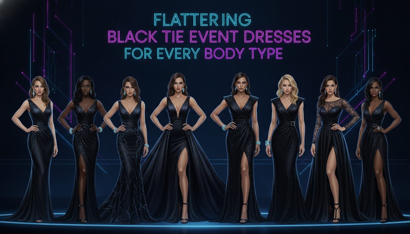 Concept illustration for Flattering Black Tie Event Dresses for Every Body Type