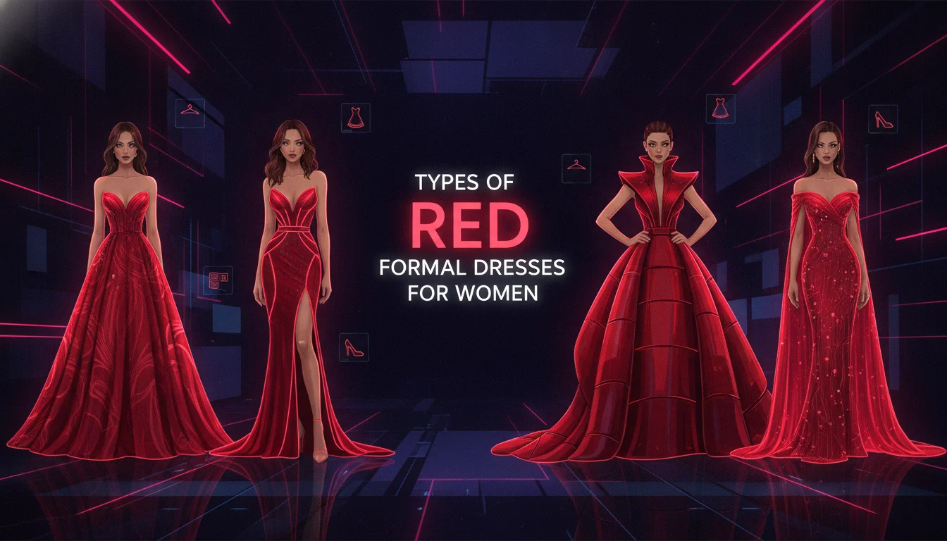 Types of Red Formal Dresses for Women — illustrated overview