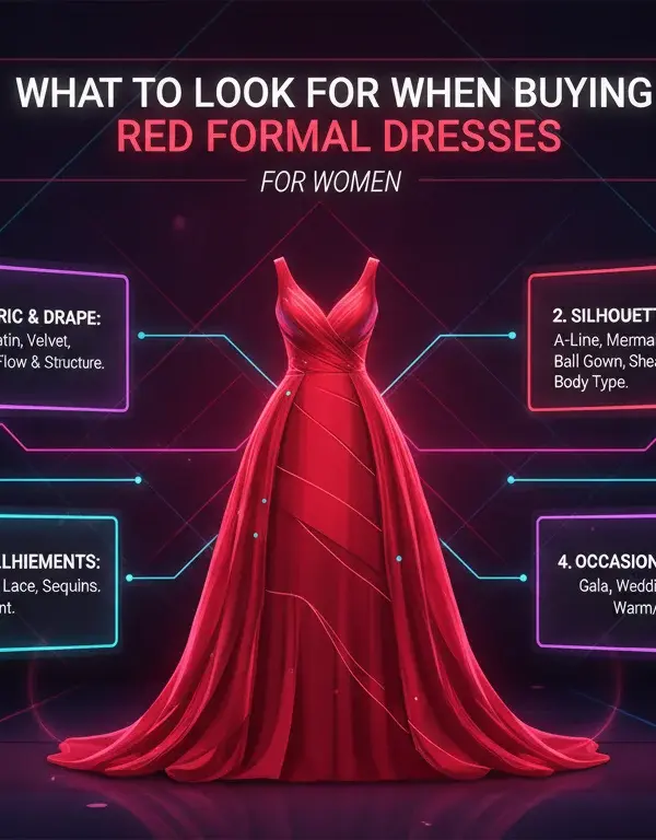 Illustration of What to Look for When Buying Red Formal Dresses for Women