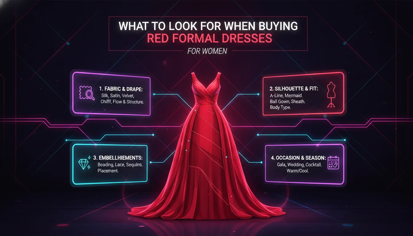 Illustration of What to Look for When Buying Red Formal Dresses for Women