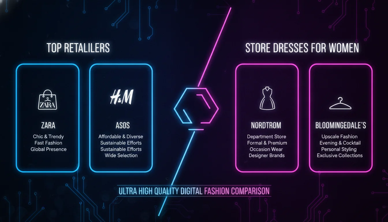 Visual guide to Comparison of Top Retailers for Store Dresses for Women
