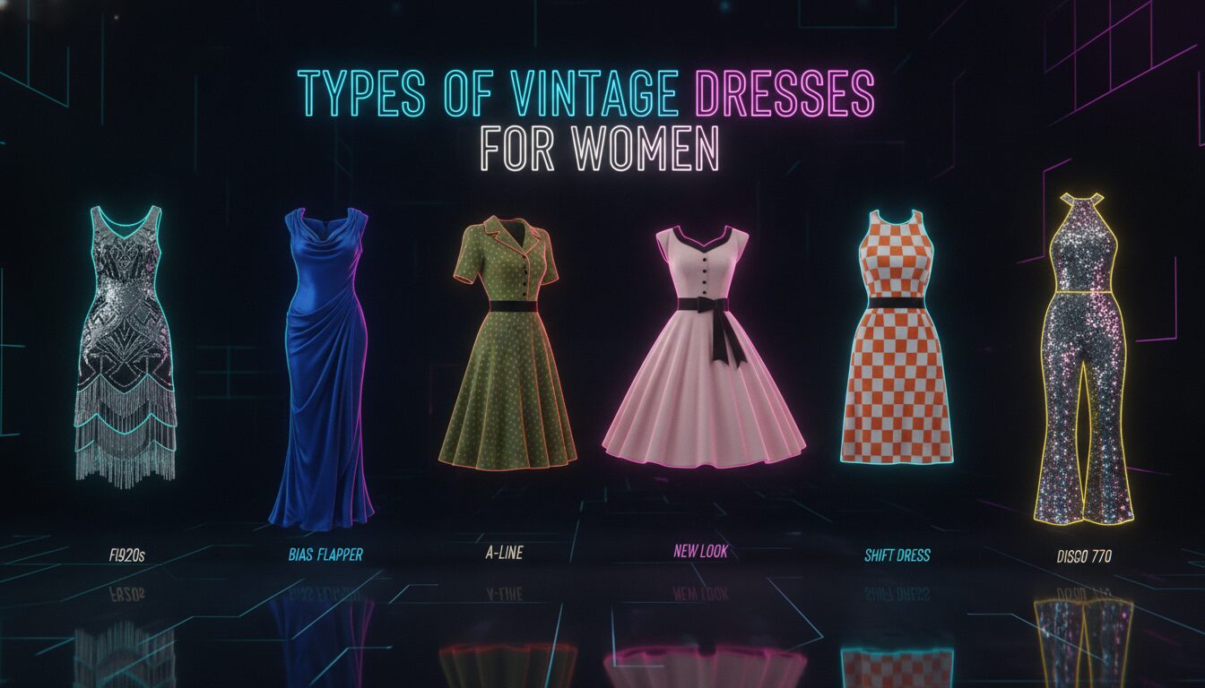 Types of Vintage Dresses for Women — illustrated overview