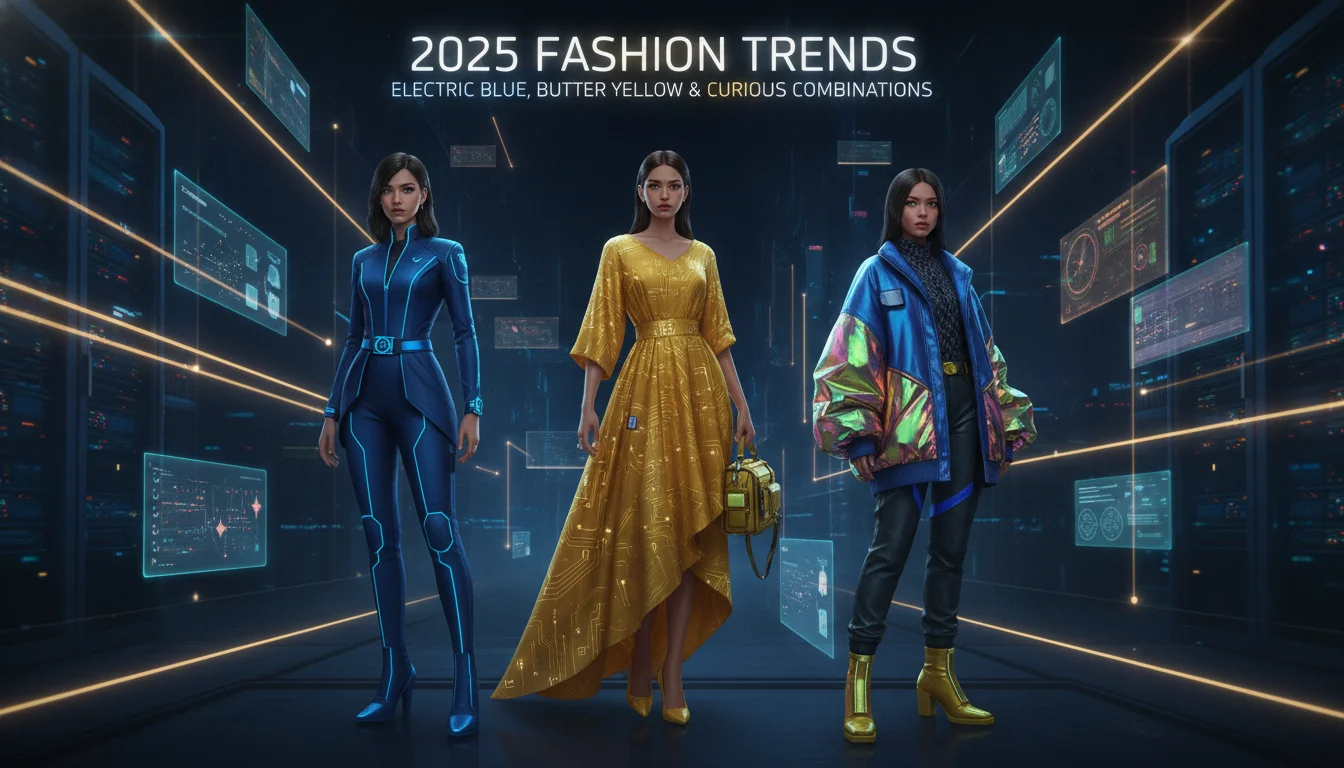 Concept illustration for 3. Statement Colors: Electric Blue, Butter Yellow, and Curious Combinations