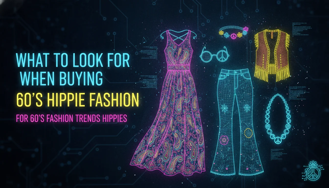 What to Look For When Buying 60's Hippie Fashion — illustrated overview