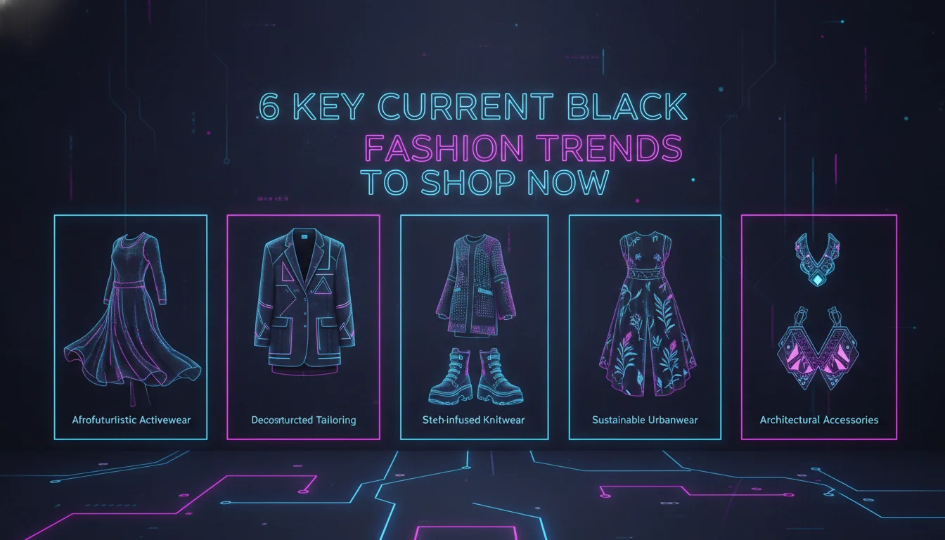 6 Key Current Black Fashion Trends to Shop Now — illustrated overview