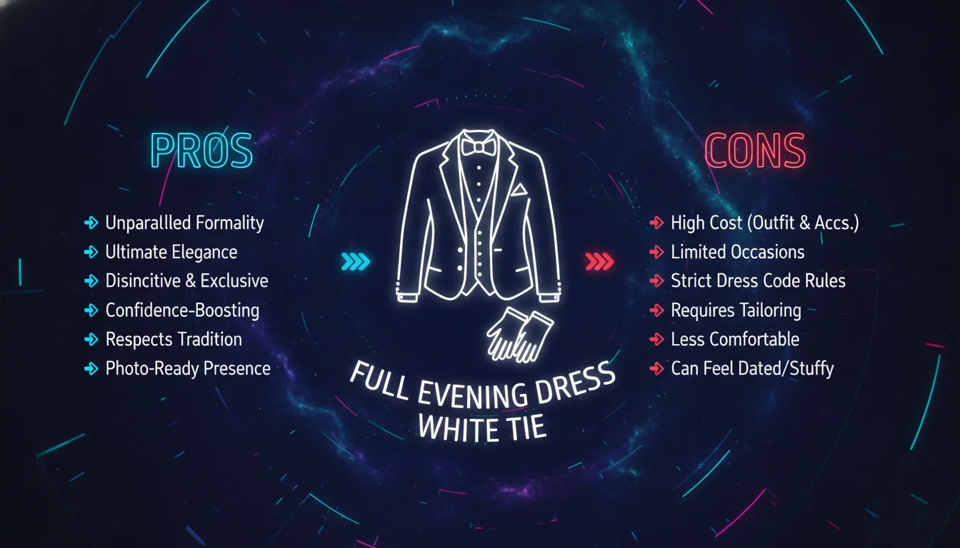 Concept illustration for Pros and Cons of Full Evening Dress White Tie