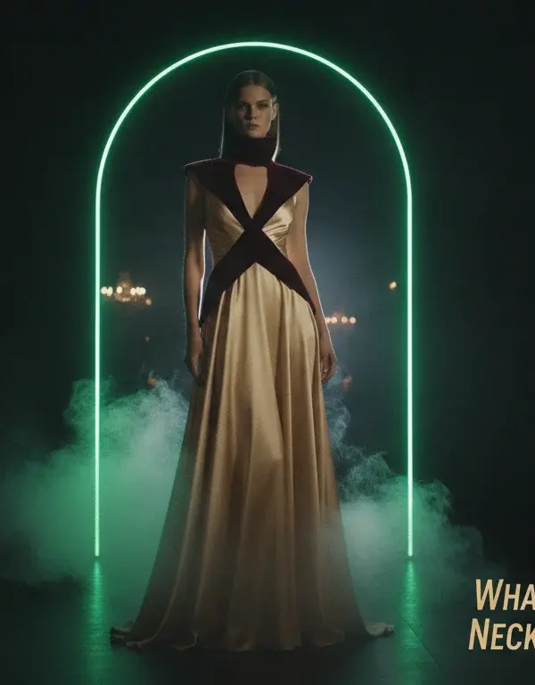 Illustration of What Defines a High Neckline Evening Dress?