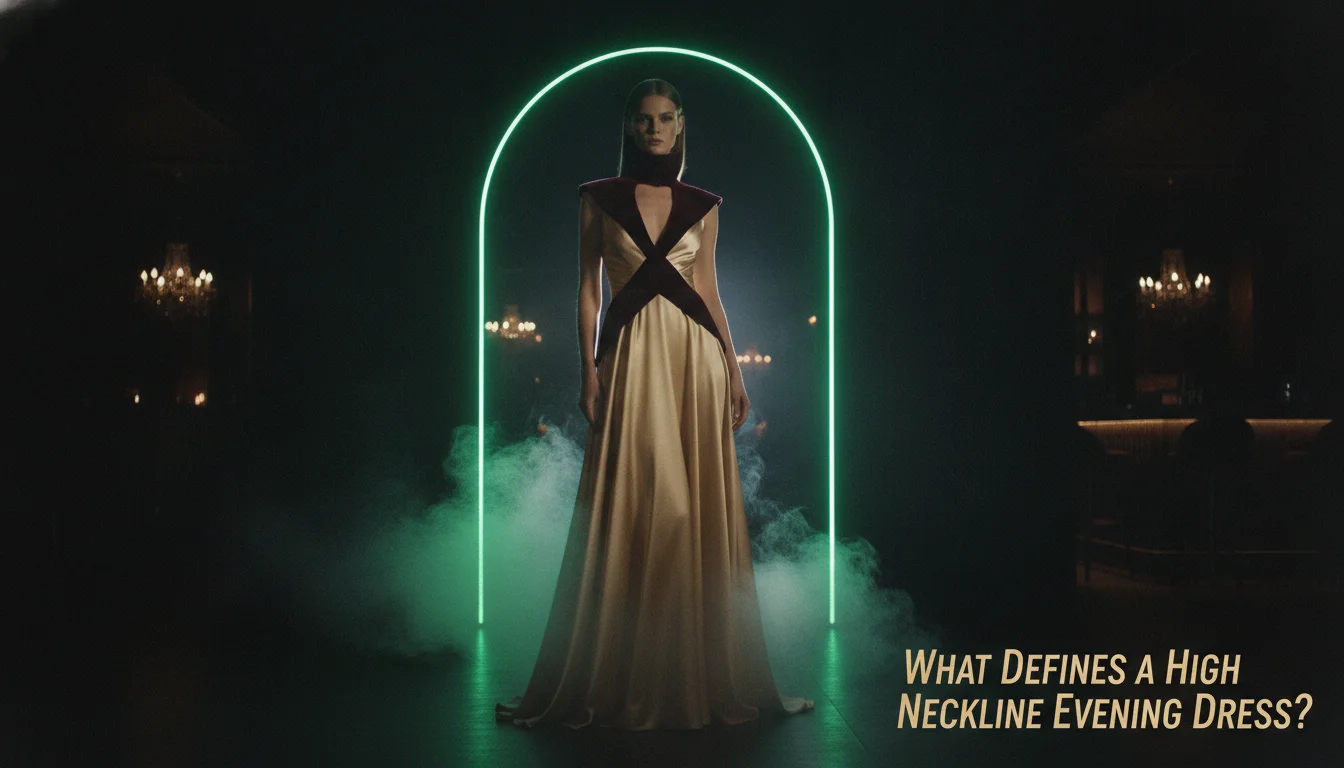 Illustration of What Defines a High Neckline Evening Dress?