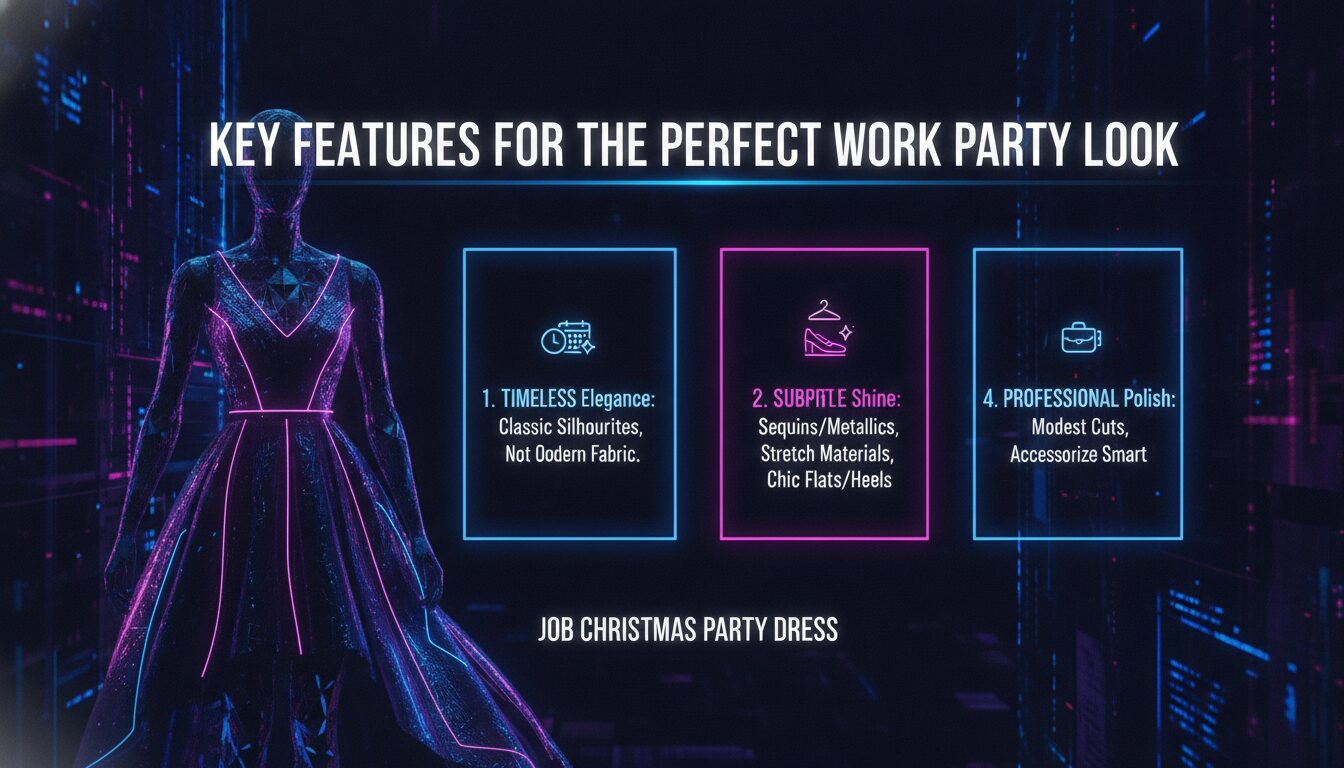 Visual guide to Key Features for the Perfect Work Party Look