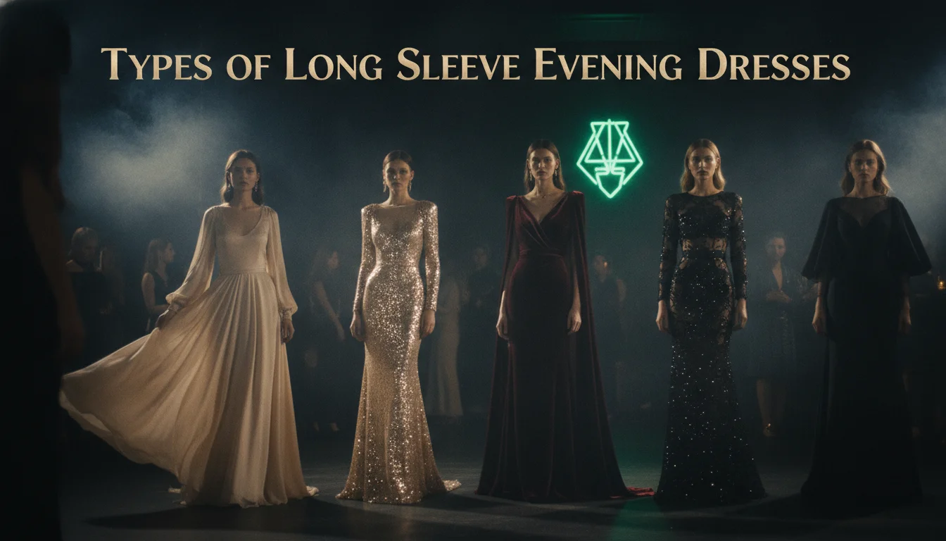 Types of Long Sleeve Evening Dresses — illustrated overview